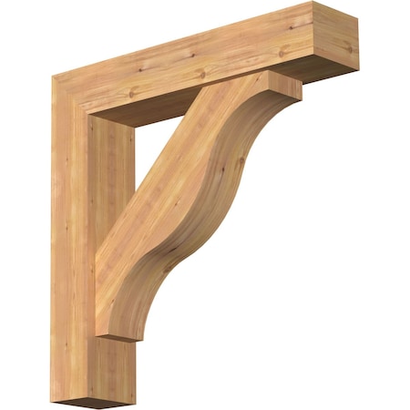 Ekena Millwork Funston Block Smooth Bracket w/ Offset Brace, Western Red Cedar, 7 1/2"W x 36"D x 36"H BKT0806X36X36FST05SWR